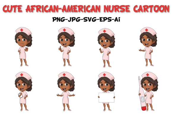 African-American Nurse Cartoon Character