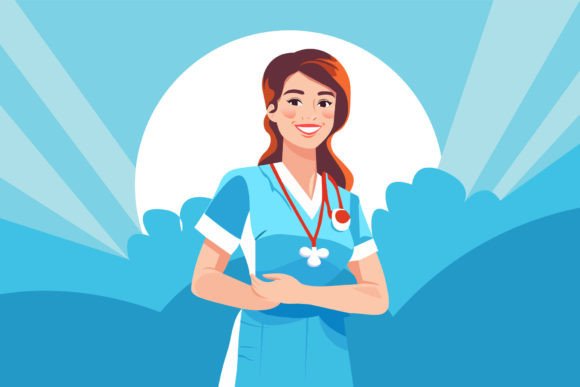 Stylish Nurse with Beautiful Background